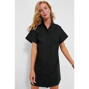 TUCKERNUCK Black Trapunto Stitch Sofia Shirt Dress Size L NWT